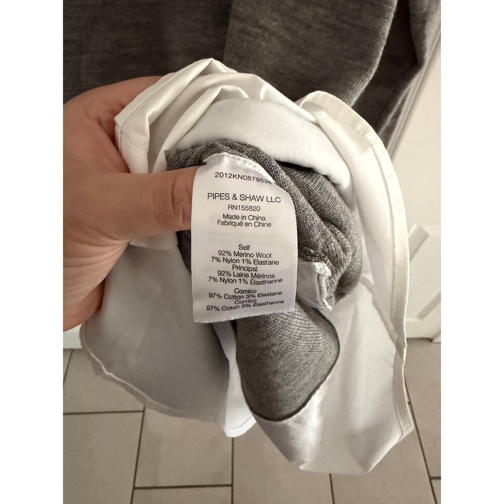 Veronica Beard Soval Merino Wool Mixed Media Sweater Dress Gray Minimalist Chic - Picture 8 of 9